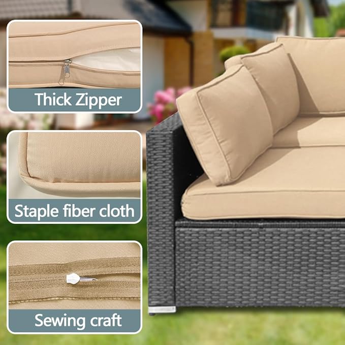 14Pcs Outdoor Cushion Covers Replacement Washable w/Zipper - Image 3
