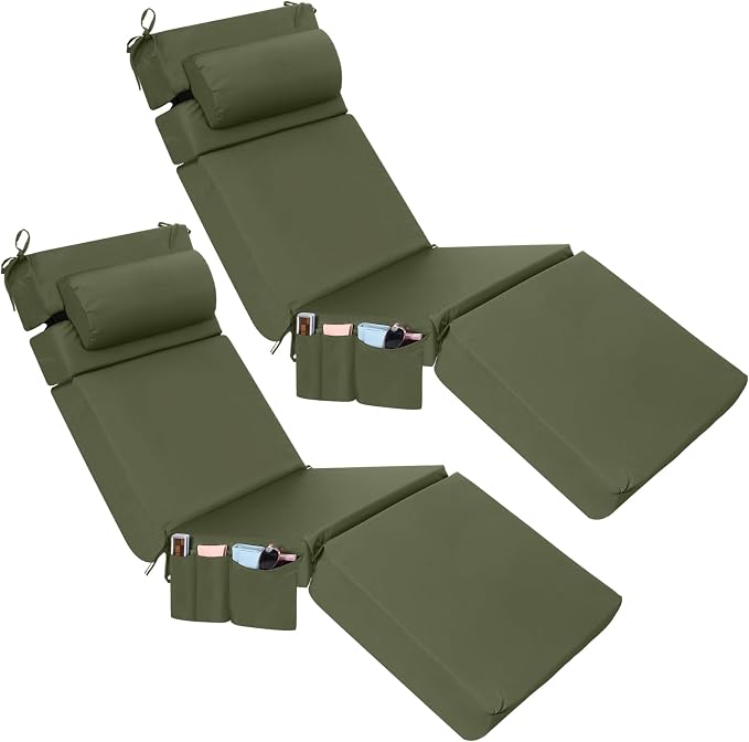 Wenqik 2 Pcs Outdoor Chaise Lounge Cushion by Wenqik