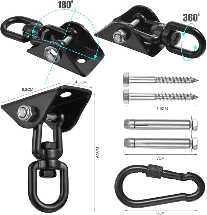 Hammock Hanging Kit, Hanging Chair Hardware 360°Rotating 1200 lb Capacity - Image 5