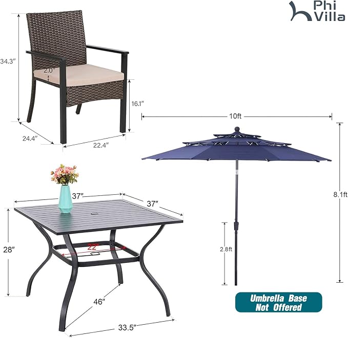 PHI VILLA 5 Pieces Outdoor Dining Set - Image 9