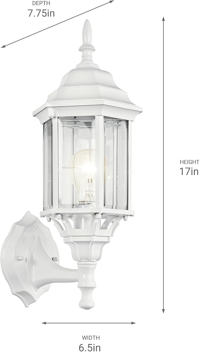 Kichler Chesapeake 17" Outdoor Wall Light in White, 1-Light Exterior Porch Light - Image 3