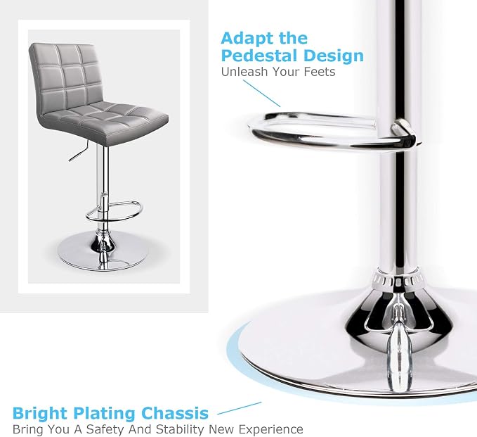 Leopard Modern Square PU Leather Adjustable Bar Stools - Image 4