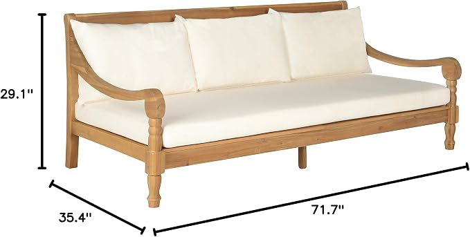 Safavieh Outdoor Collection Pasadena Brown /Taupe Acacia Wood Cushioned Daybed - Image 2