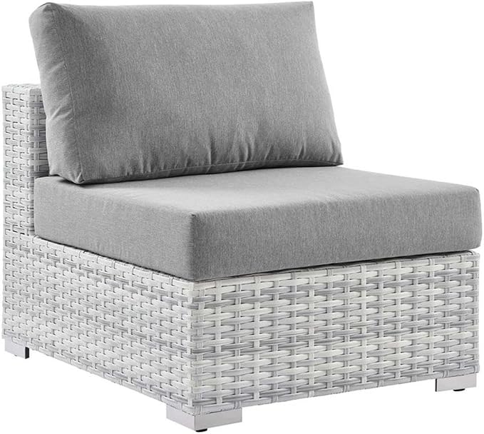 Modway Convene Wicker Rattan Outdoor Patio Armless Chair in Light Gray Gray by Modway