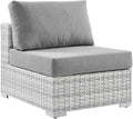 Modway Convene Wicker Rattan Outdoor Patio Armless Chair in Light Gray Gray by Modway