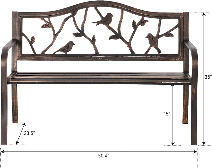 MFSTUDIO Outdoor Metal Bench Set of 2, Patio Metal Frame Park Bench - Image 3