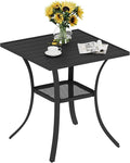 VICLLAX Patio Dining Table, Metal Outdoor Bistro Table 28" Square Table by HOME