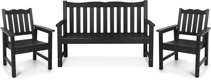 Stoog All-Weather Outdoor Bench & Chairs Set, 3-Piece Patio Furniture Set by Stoog