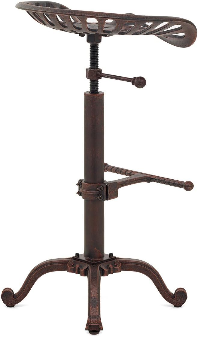 Diwhy Rustic Industrial Farmhouse Tractor Seat Adjustable Bar Stool Industrial - Image 5