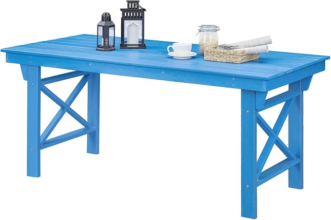 HDPE Outdoor Dining Table, 66.9” Rectangle Patio Dining Table by SeeHill