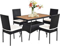 Tangkula 5 Piece Wicker Patio Dining Set, Outdoor Rattan Table & Chairs Set by TANGKULA