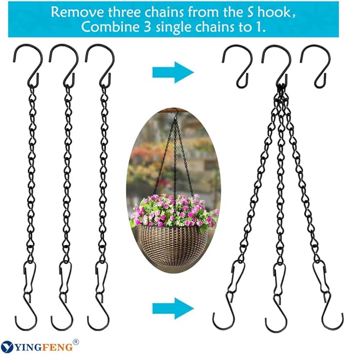 YINGFENG 10 Pack 9.5 Inch Black Hanging Chains, Garden Plant Hangers - Image 3