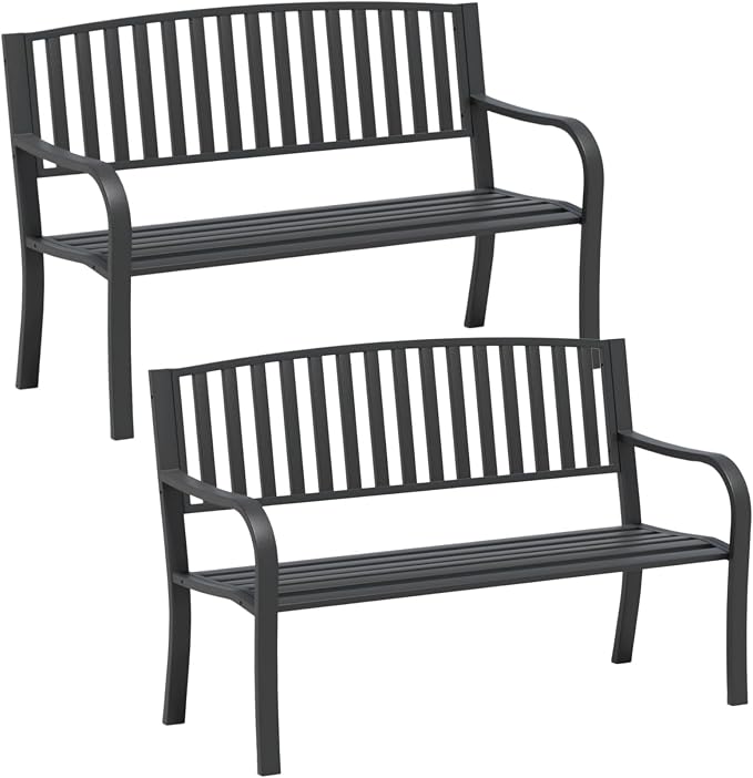 SHGJ&SOFT Outdoor Bench, Garden Bench, Cast Iron Metal Frame Patio Park Bench by Unknown
