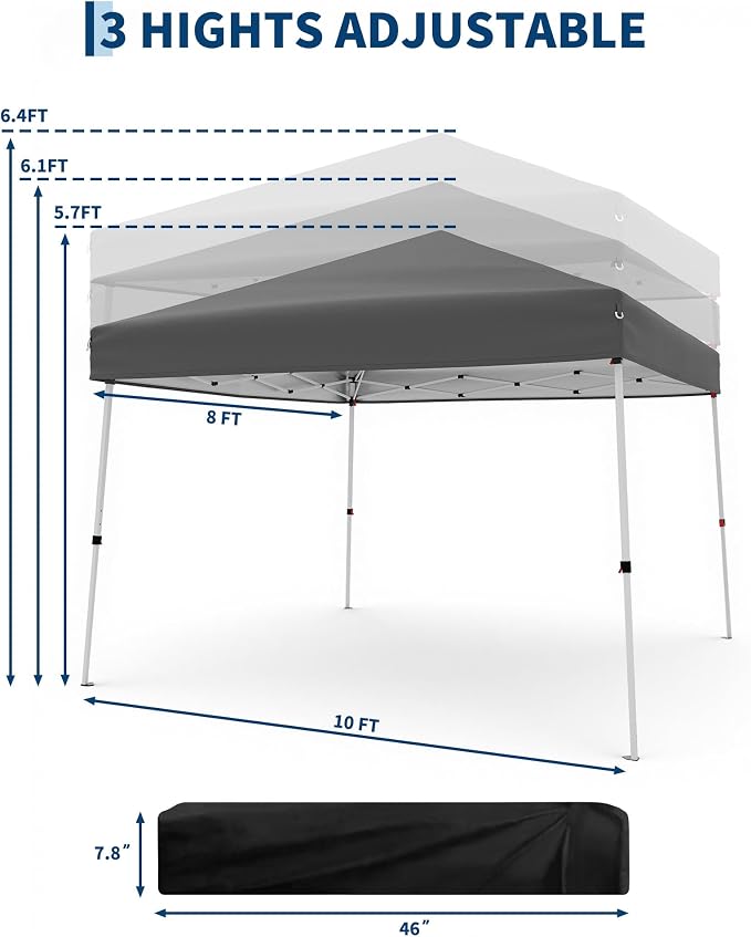 Canopy Tent, GarveeLife 10X10 FT Pop Up Canopy Outdoor Instant Tent Slant Legs - Image 6