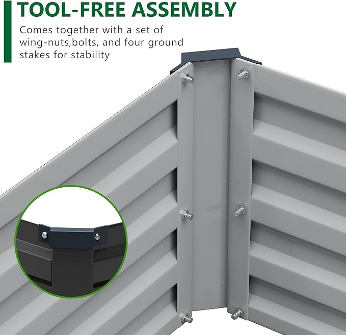 3 Pack 6x3x1FT Galvanized Raised Garden Bed Kit, Outdoor Metal Planter Box - Image 5