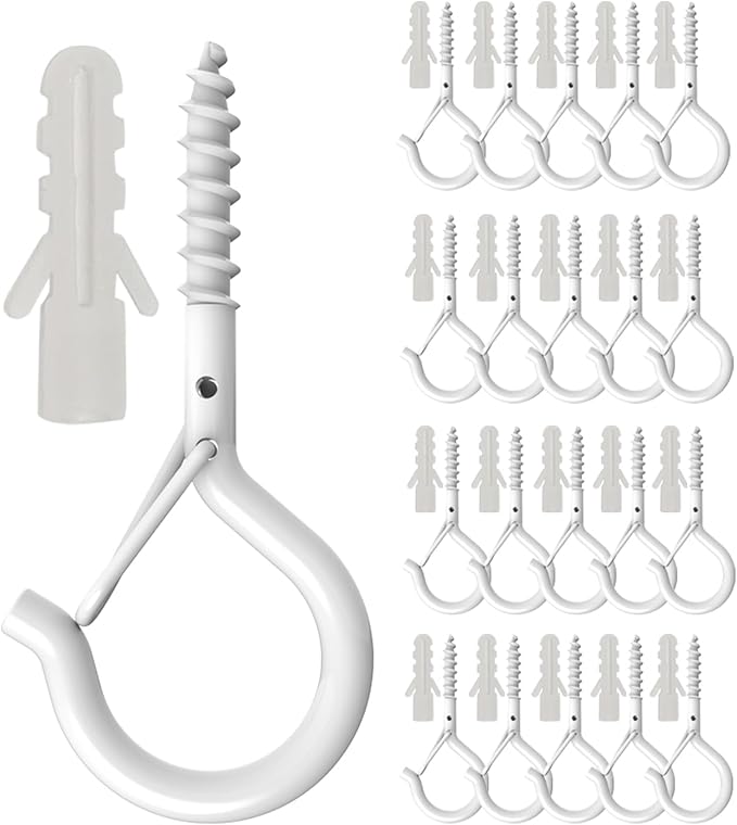 20 Pack Q Hanger Hooks with Safety Buckle, Rustproof Screw Hooks by HEDGBOBO