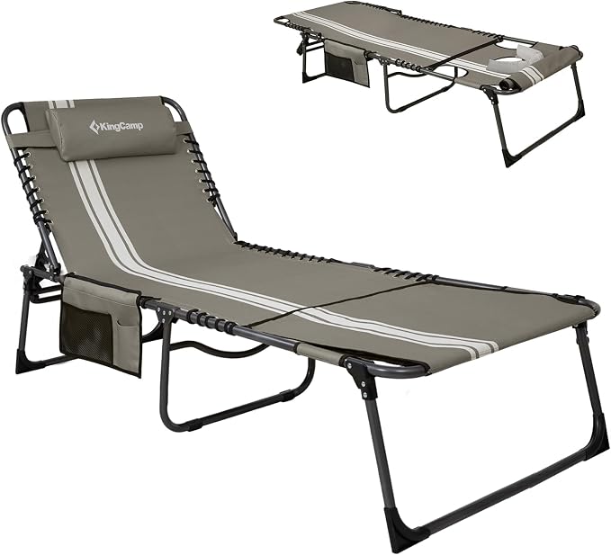 KingCamp Tanning Chair with Face Hole, Lounge Chairs Outdoor Folding Comfy by KingCamp