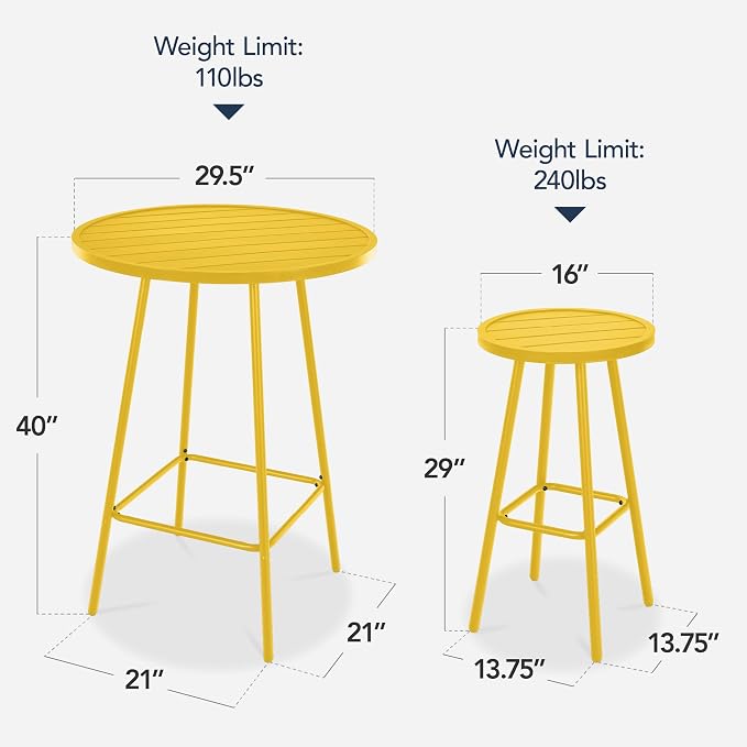 Best Choice Products 3-Piece Patio Dining Set, Bar Height, Outdoor Bistro Set - Image 2