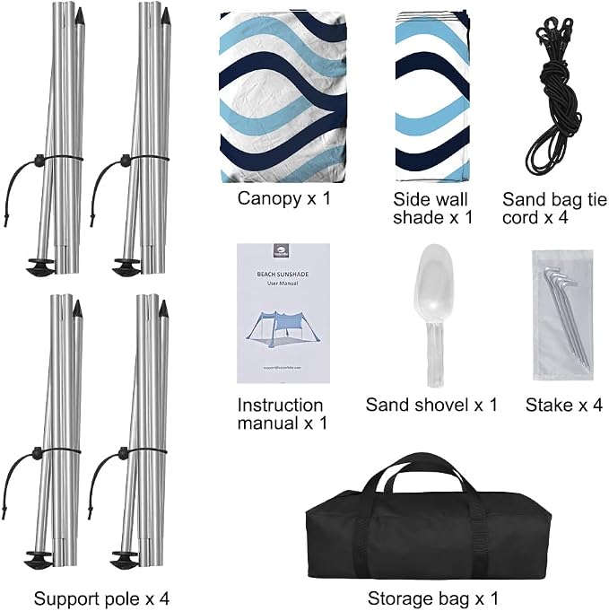 Beach Canopy Tent Shade with Sidewalls 10x10FT, 6.6FT Tall, UPF50+ Sun Shelter - Image 6