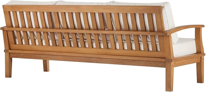 Modway Marina Outdoor Patio Teak Sofa in Natural White - Image 5