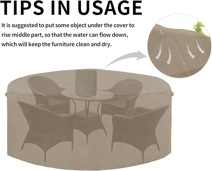Easy-Going 600D Heavy Duty Round Patio Furniture Cover, Outdoor Table and Chair - Image 7