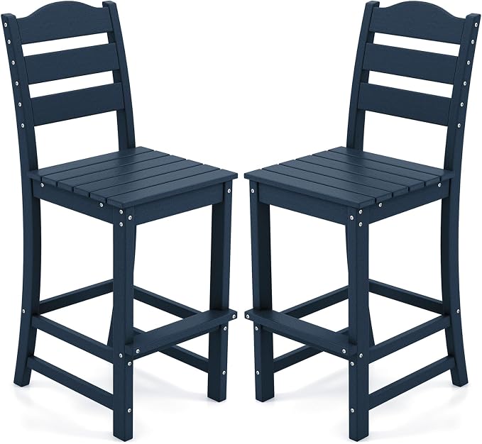 Giantex Outdoor HDPE Bar Stool, Patio Tall Bar Chair by Giantex