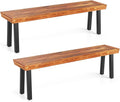 COSTWAY Set of 2 Outdoor Acacia Wood Benches, 2-3 People Backless Garden Benches by COSTWAY