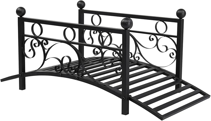 Premium 102x51x43cm Black Iron Garden Bridge by DESIGNSCAPE3D