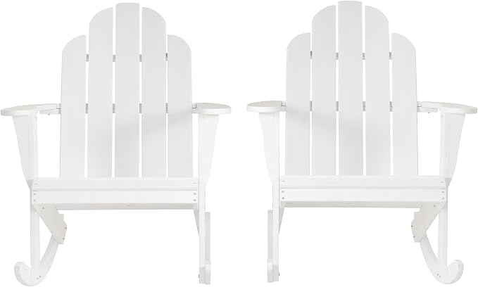 Jayde White Solid Wood Outdoor Adirondack Rocking Chair Set of 2 by Linon - Image 6