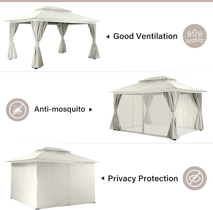 LAUSAINT HOME Semi-Permanent Outdoor Patio Gazebo 10'x13', Heavy Duty Party - Image 9