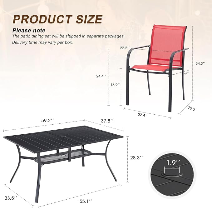 VICLLAX 7 Pieces Patio Outdoor Dining Set - Image 2