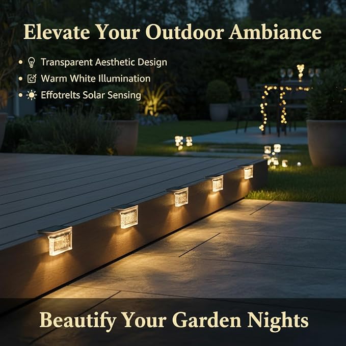 TIJNN Solar Deck Lights Outdoor Waterproof – LED Solar Fence Lighting - Image 2