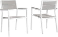 Modway Maine Aluminum Outdoor Patio Two Arm Chairs in White Light Gray by Modway