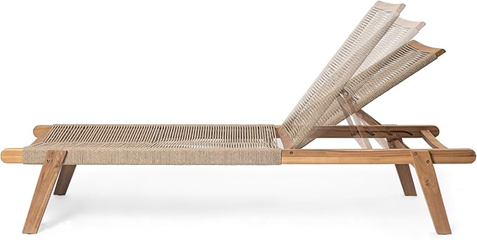 Christopher Knight Home Set of 2 Outdoor Patio Wood Adjustable Chaise Lounges - Image 9