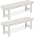 SERWALL 2-Person Outdoor Bench Backless, HDPE Outdoor Benches Weatherproof by SERWALL