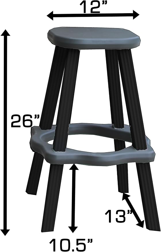 Single Bar Set Includes 2 Barstools Deep Grey Top & Black Base Ideal - Image 7