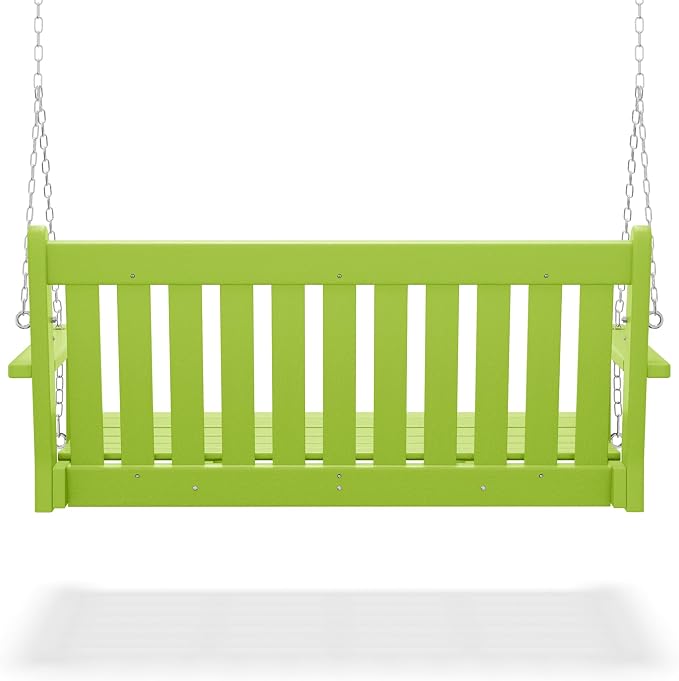 COSTAELM Paradise Outdoor Patio HDPE Hanging Front Porch Swing Bench - Image 5