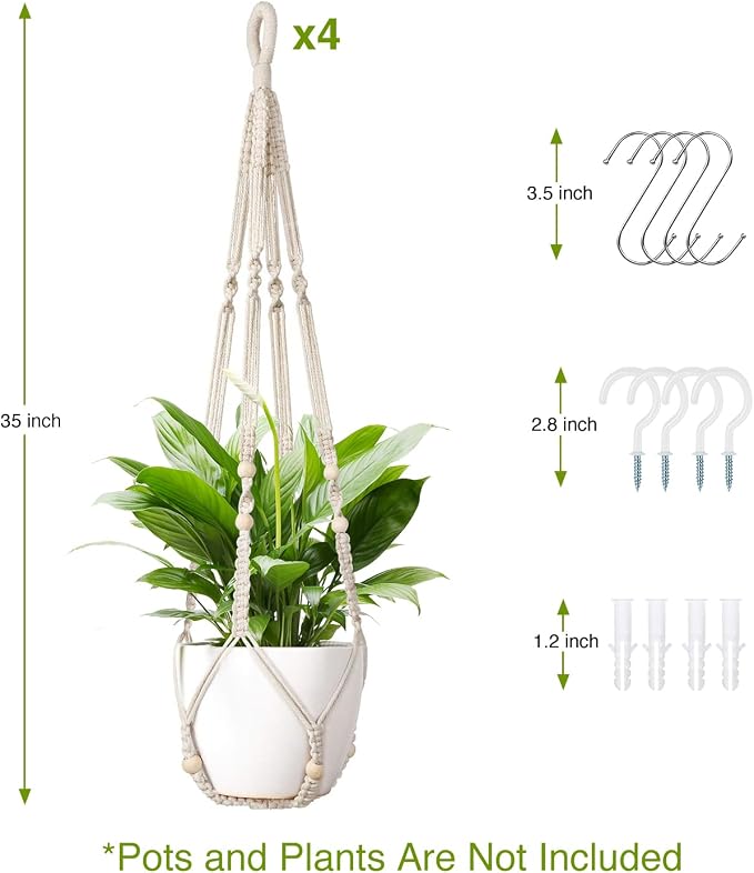 Macrame Plant Hanger Indoor Set of 4 - Image 6