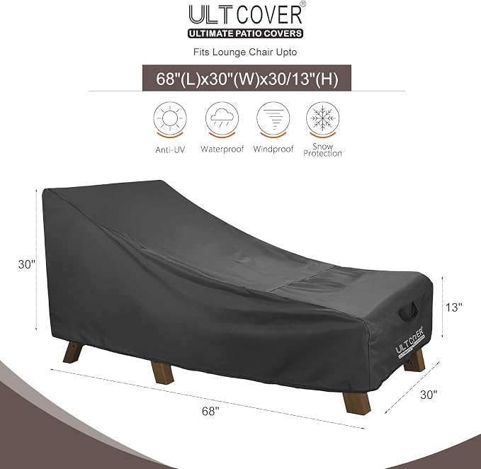 ULTCOVER Waterproof Patio Lounge Chair Cover Heavy Duty Outdoor Chaise Lounge - Image 2