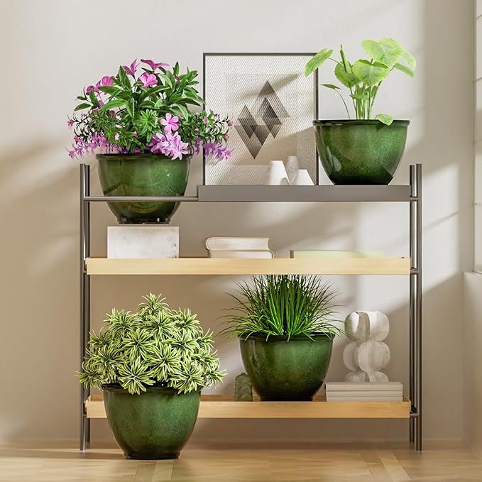 8 Inch Plastic Plant Pots, Glossy Smooth Finish Planter - Image 7