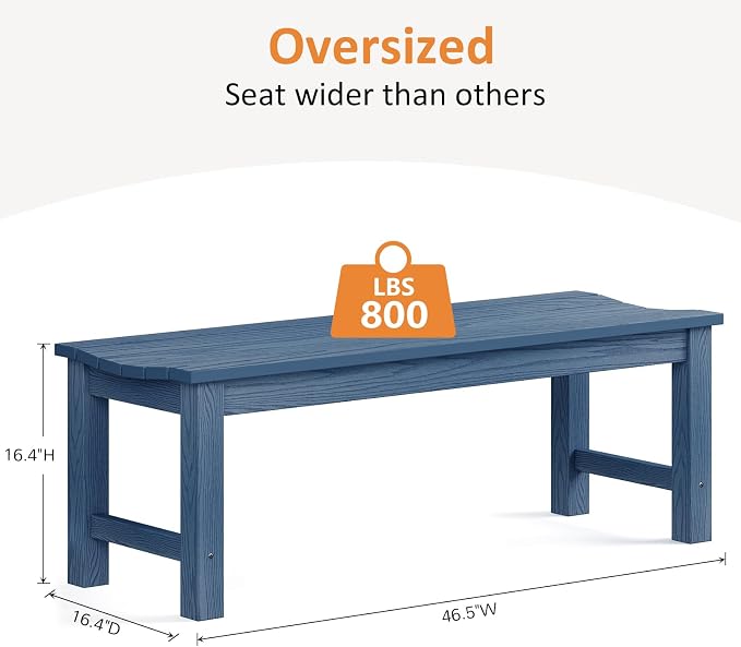 Outdoor Bench, 2-Person Patio Backless Bench Holds up to 800lbs, Weatherproof - Image 3