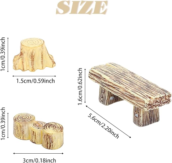 ONEST 18 Pieces Garden Miniature Accessories Mini Table and Chairs Village - Image 2