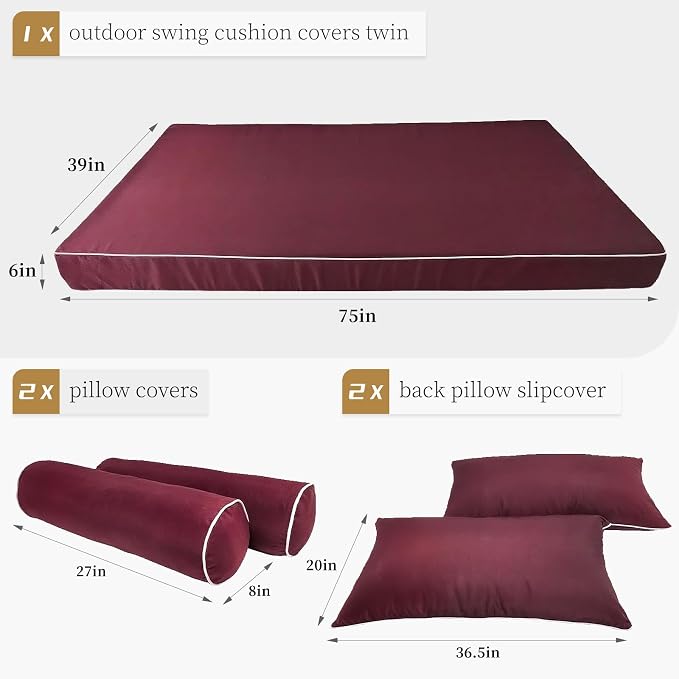 Outdoor Daybed Cushion Cover Twin, Daybed Mattress Bolster Pillow Fitted Sheet - Image 2