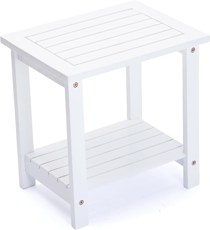 Outdoor Side Table, 2-Tier Acacia Wood End Table by AN68-Home-Clicknow