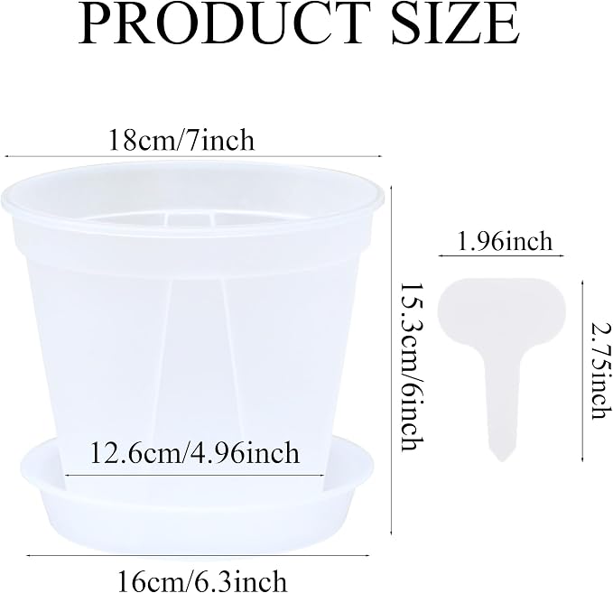 5 Set 7 Inch Transparent Plastic Garden Pots - Image 2