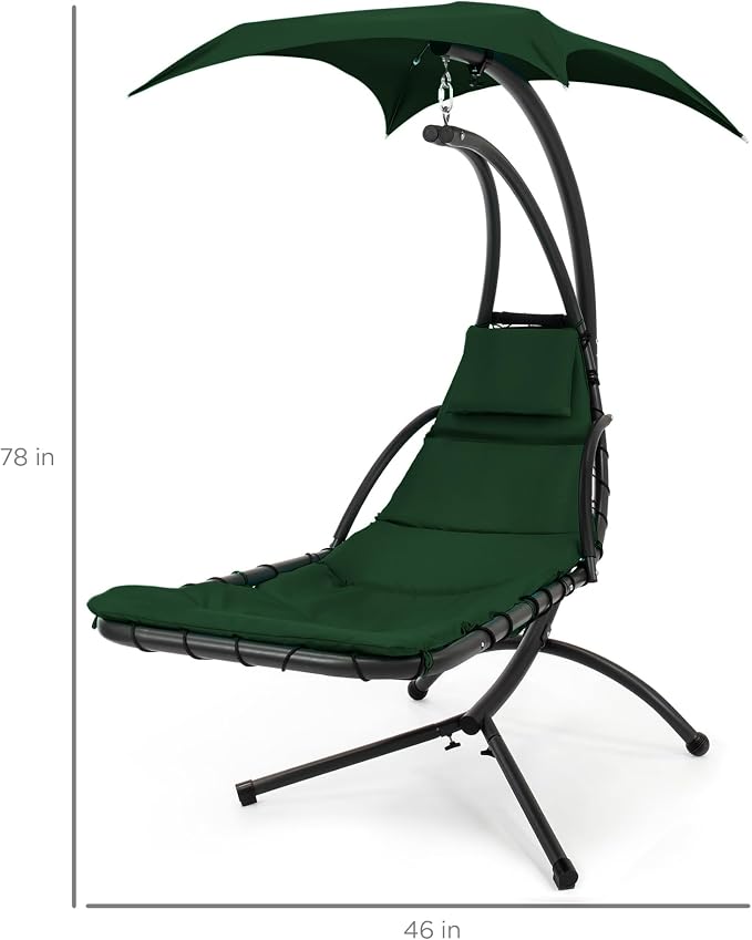 Best Choice Products Outdoor Hanging Curved Steel Chaise Lounge Chair Swing - Image 2