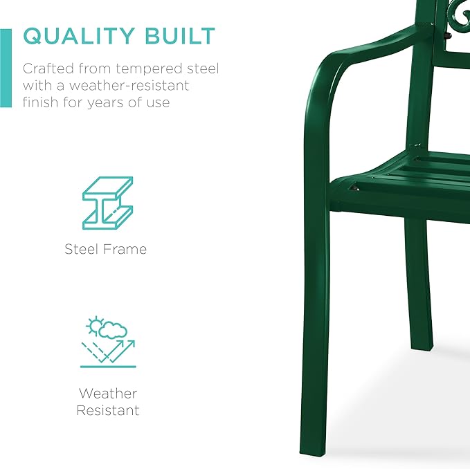 Best Choice Products Outdoor Bench Steel Garden Patio Porch Furniture - Image 4