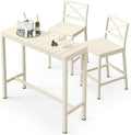 Outdoor Bar Height Table and Chairs Set, 3 Piece Patio Pub Bar Set by COZYMAN
