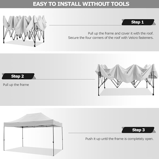 COBIZI 10x15 Pop up Canopy Gazebo 3.0, Easy up Heavy Duty Canopy - Image 6
