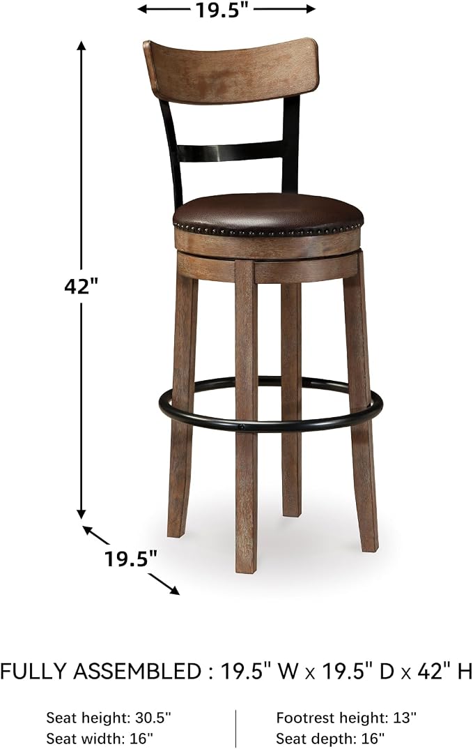 Signature Design by Ashley Pinnadel 30" Modern Swivel Pub Height Barstool - Image 3